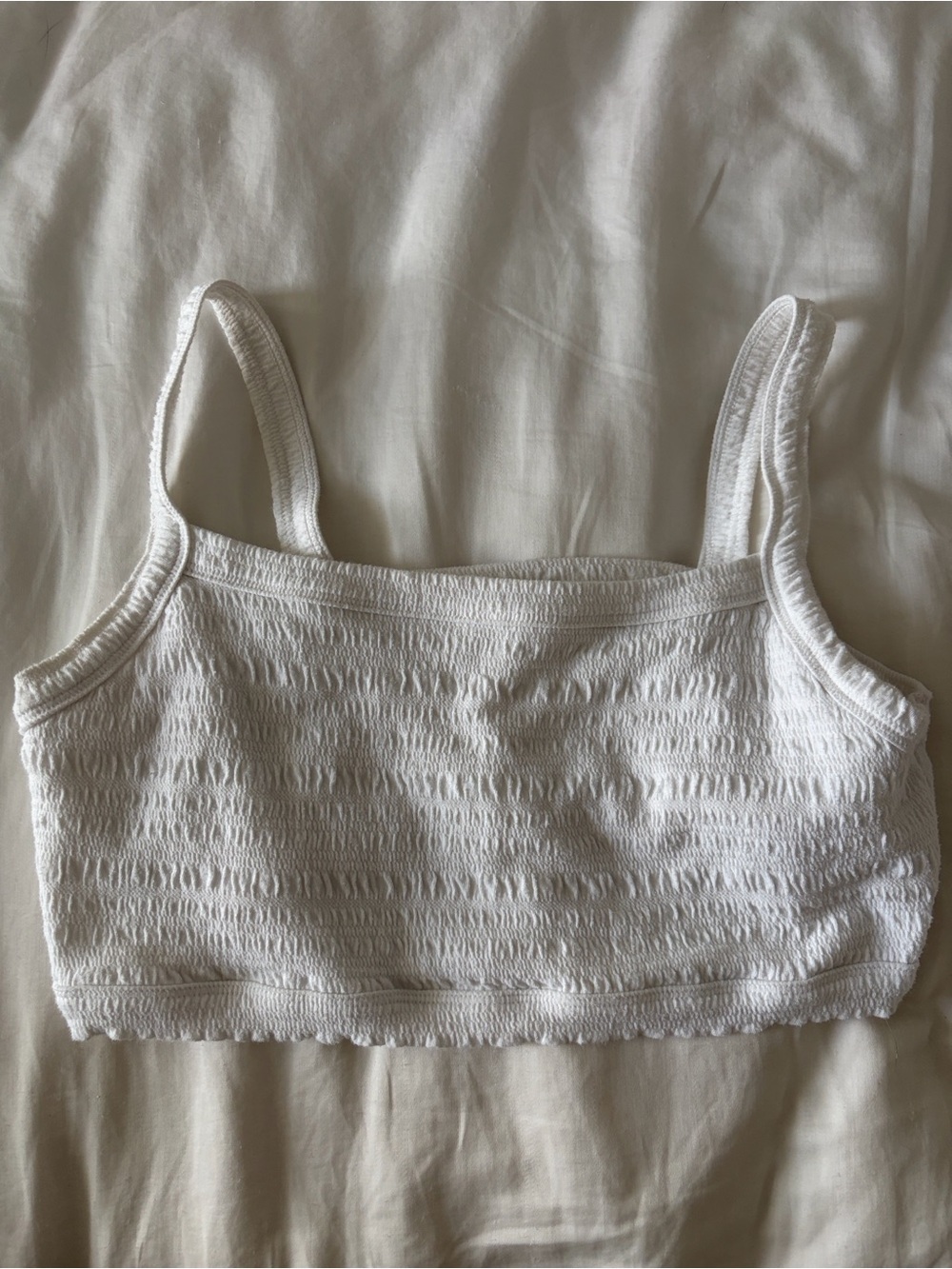 American Eagle White Smocked Crop Top - Picture 3 of 4